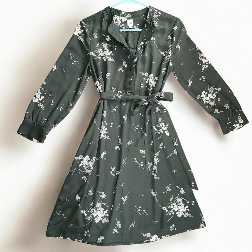 GAP Dark Green Floral Dress Size XS